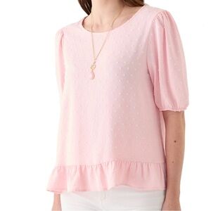 AGB Ruffle Trim Blouse~ Blossom w/Necklace